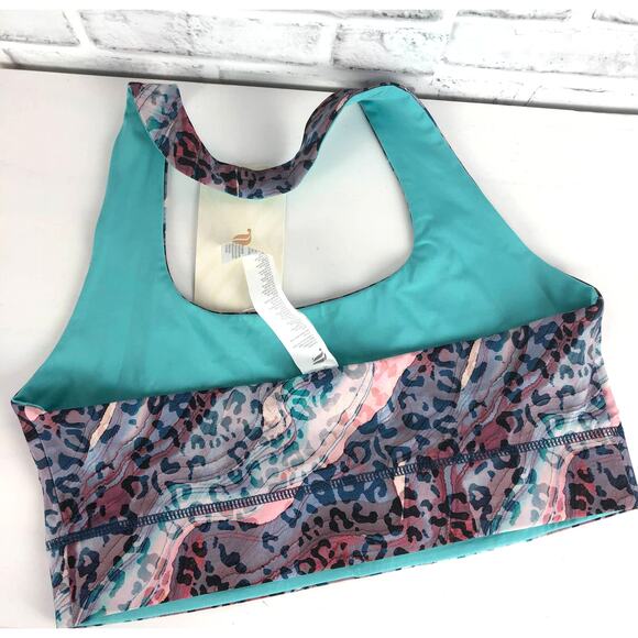 Fabletics Harlow Halter Reversible Sports Bra Dunes Lunar Blue Sz. L/10 NEW - Picture 7 of 10